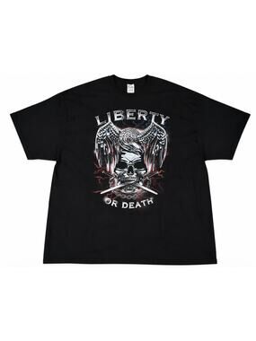 Liberty Or Death Skull Wings Graphic T Shirt 3XL Motorcycle Biker Tee NWOT